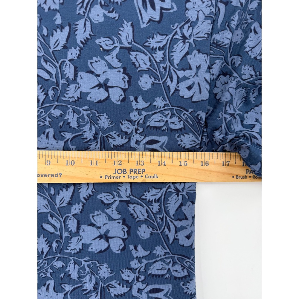 Pact Blue Floral Organic Cotton Midi Dress Long Sleeve Belted Pockets Womens L - Picture 10 of 12
